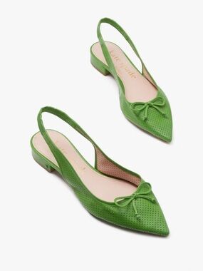 Kate Spade Bright Green Veronica Pointed Slingback Flats *Minor Flaws*